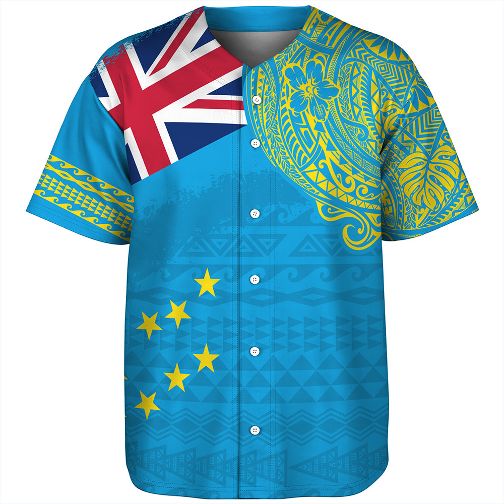Tuvalu Baseball Shirt Polynesian Flag With Coat Of Arms