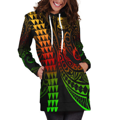Tuvalu Hoodie Dress Kakau Style Reggae