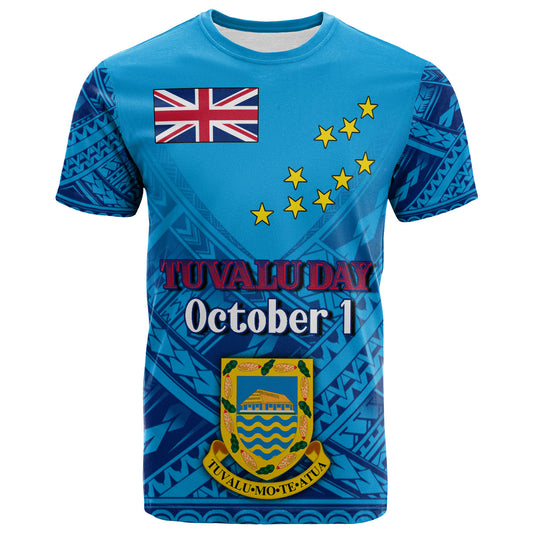 Tuvalu T-Shirt - Custom Tuvalu Day Polynesian Patterns T-Shirt