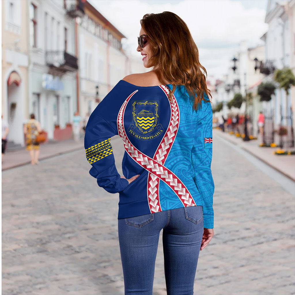 Tuvalu Off Shoulder Sweatshirt Tribal Polynesian In My Heart