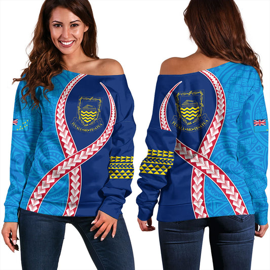 Tuvalu Off Shoulder Sweatshirt Tribal Polynesian In My Heart