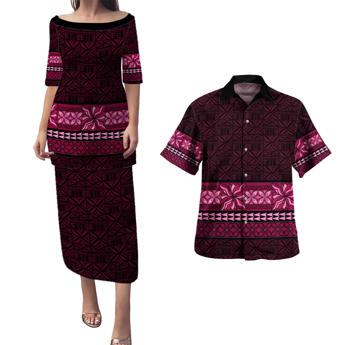 Samoa Combo Puletasi And Shirt Tapa Island Elegance