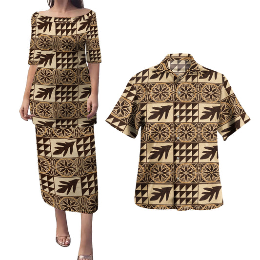 Samoa Combo Puletasi And Shirt Tapa Traditional Classic Style
