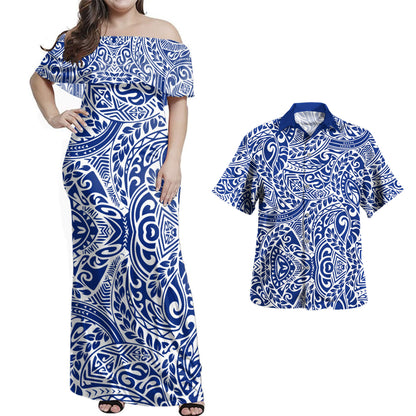 Polynesia Combo Dress And Shirt Tribal Poly Print