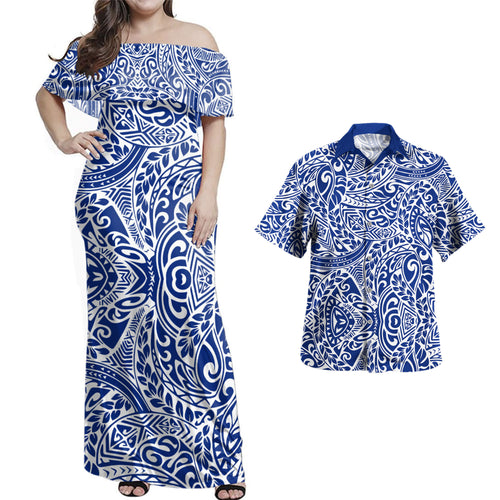 Polynesia Combo Dress And Shirt Tribal Poly Print