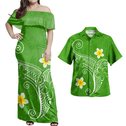 Hawaii Polynesian Combo Dress And Shirt Polynesia Floral Tribal Style Color