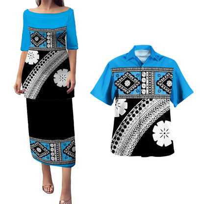 Fiji Combo Puletasi And Shirt Traditional Design Tapa Clothes