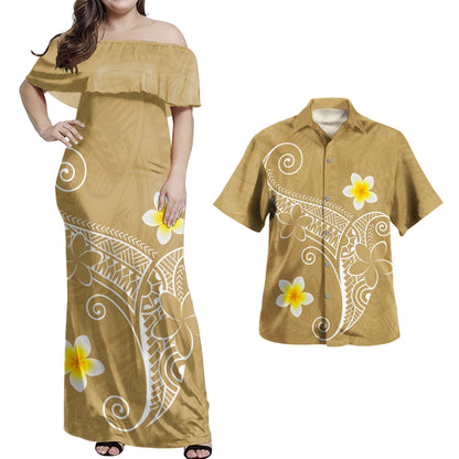 Hawaii Polynesian Combo Dress And Shirt Polynesia Floral Tribal Style Color