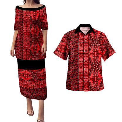 Tonga Combo Puletasi And Shirt Ngatu Fabric