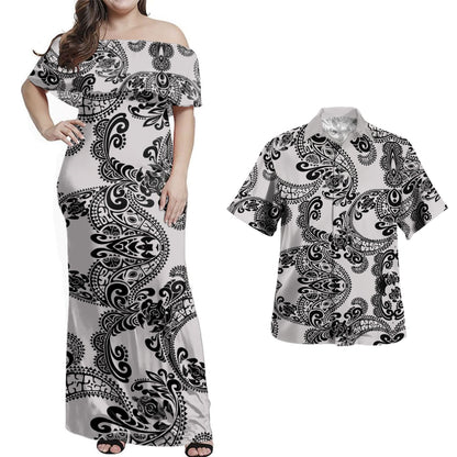 Polynesia Combo Dress And Shirt Turtle And Tribal Designs