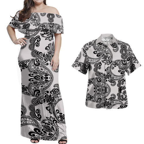 Polynesia Combo Dress And Shirt Turtle And Tribal Designs
