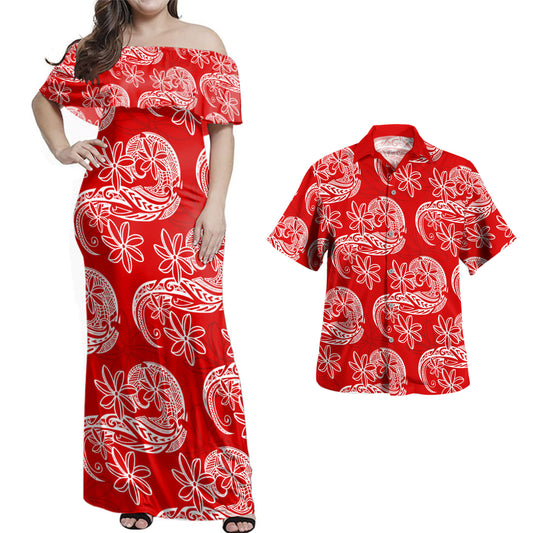 Polynesia Combo Dress And Shirt Tribal Taito Stretch