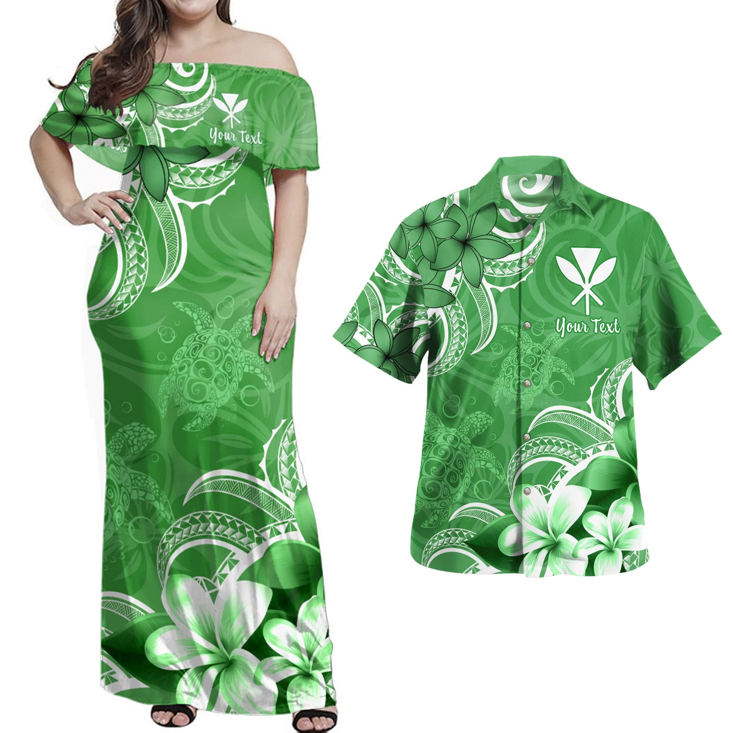 Hawaii Polynesian Combo Dress And Shirt Kanaka Maoli Turtle Plumeria Tribal Style