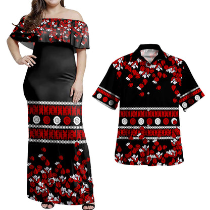 Fiji Combo Dress And Shirt Masi Bula Tagimoucia Flower