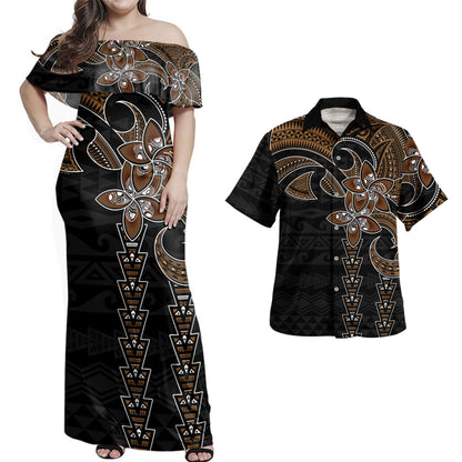 Polynesia Combo Dress And Shirt Plumeria Tribal Tattoo