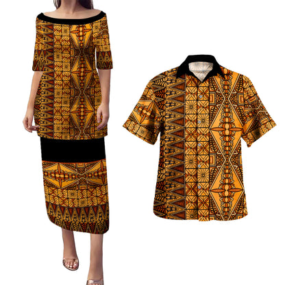 Tonga Combo Puletasi And Shirt Ngatu Fabric Vintage