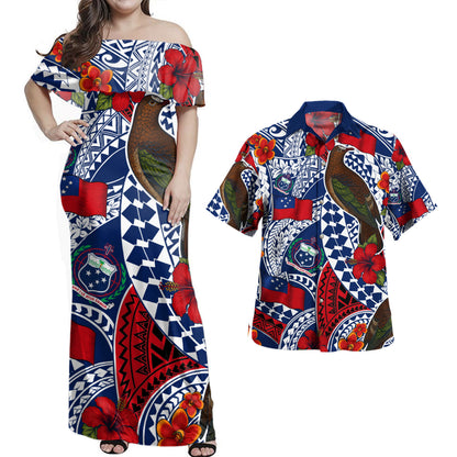Samoa Combo Dress And Shirt Polynesian Manumea Teuila Pattern