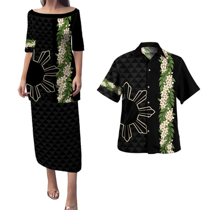 Philippines Filipinos Combo Puletasi And Shirt Sampaguita Flower Sun Pattern Island Style
