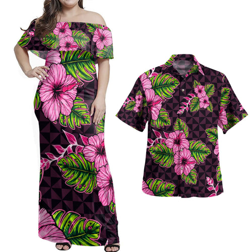 Hawaii Combo Dress And Shirt Nesian Islands Pinka Hibiscus