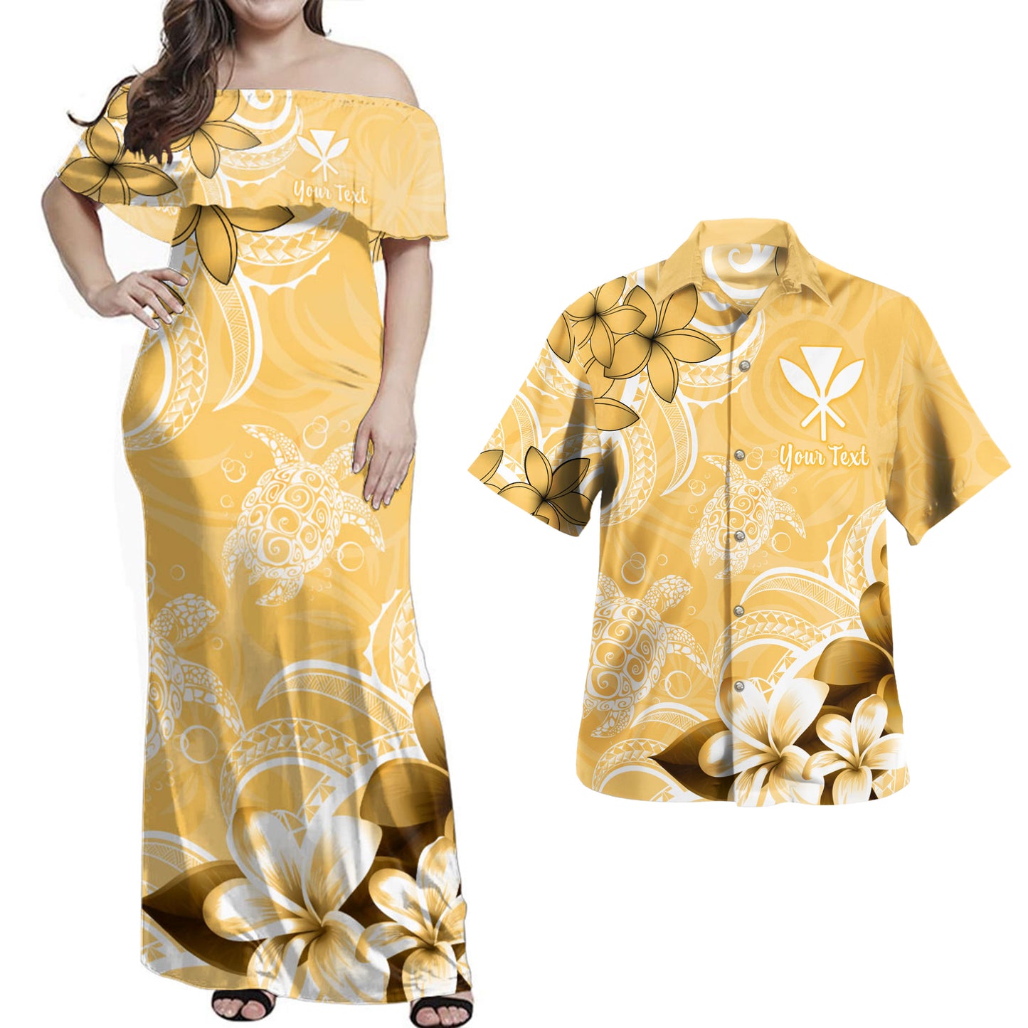 Hawaii Polynesian Combo Dress And Shirt Kanaka Maoli Turtle Plumeria Tribal Style