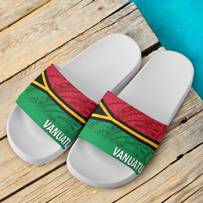 Vanuatu Flag Color With Traditional Patterns Slide Sandals