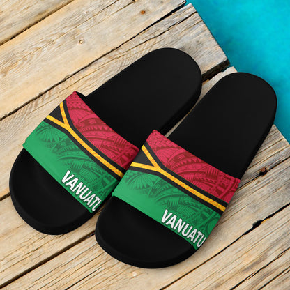 Vanuatu Flag Color With Traditional Patterns Slide Sandals
