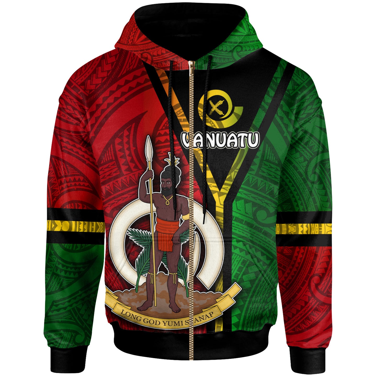 Vanuatu Hoodie - Custom Vanuatu Flag Style Hoodie