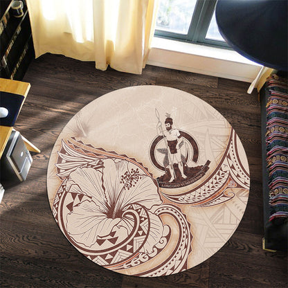 Vanuatu Round Rug Hibiscus Flower Vintage Style