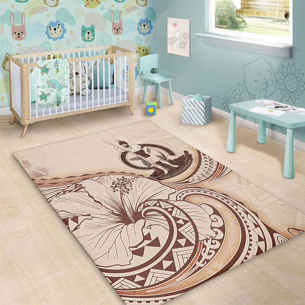 Vanuatu Area Rug Hibiscus Flower Vintage Style