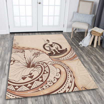 Vanuatu Area Rug Hibiscus Flower Vintage Style