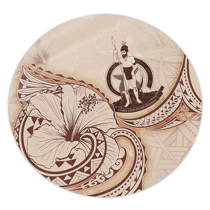 Vanuatu Round Rug Hibiscus Flower Vintage Style