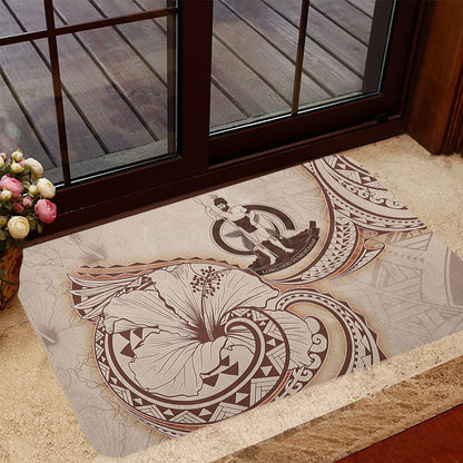 Vanuatu Door Mat Hibiscus Flower Vintage Style