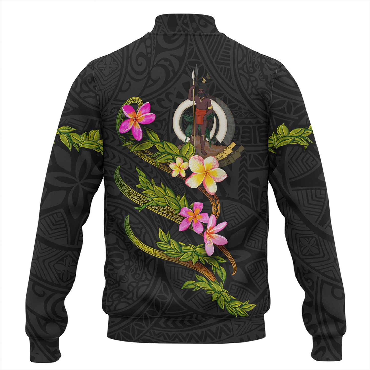 Vanuatu Baseball Jacket Custom Plumeria Tribal