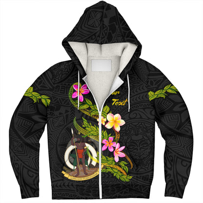 Vanuatu Sherpa Hoodie Custom Plumeria Tribal