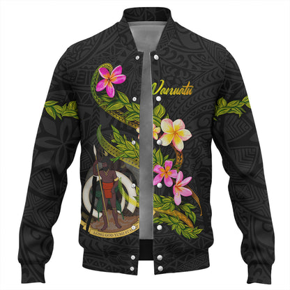 Vanuatu Baseball Jacket Custom Plumeria Tribal