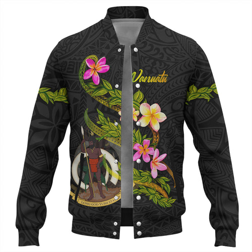 Vanuatu Baseball Jacket Custom Plumeria Tribal