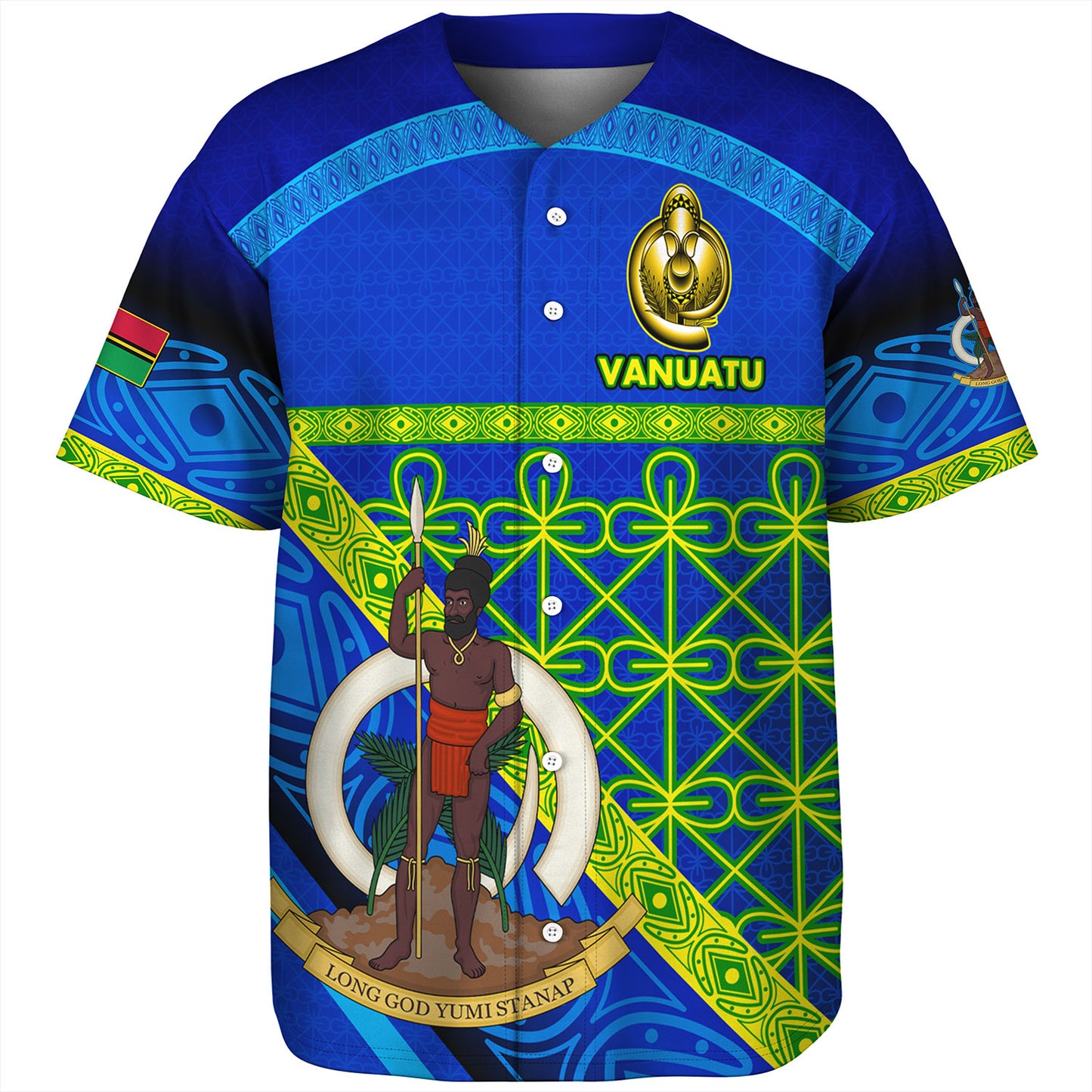 Vanuatu Baseball Shirt Coat Of Arms Mutis En Atan Vanuatu Cultural