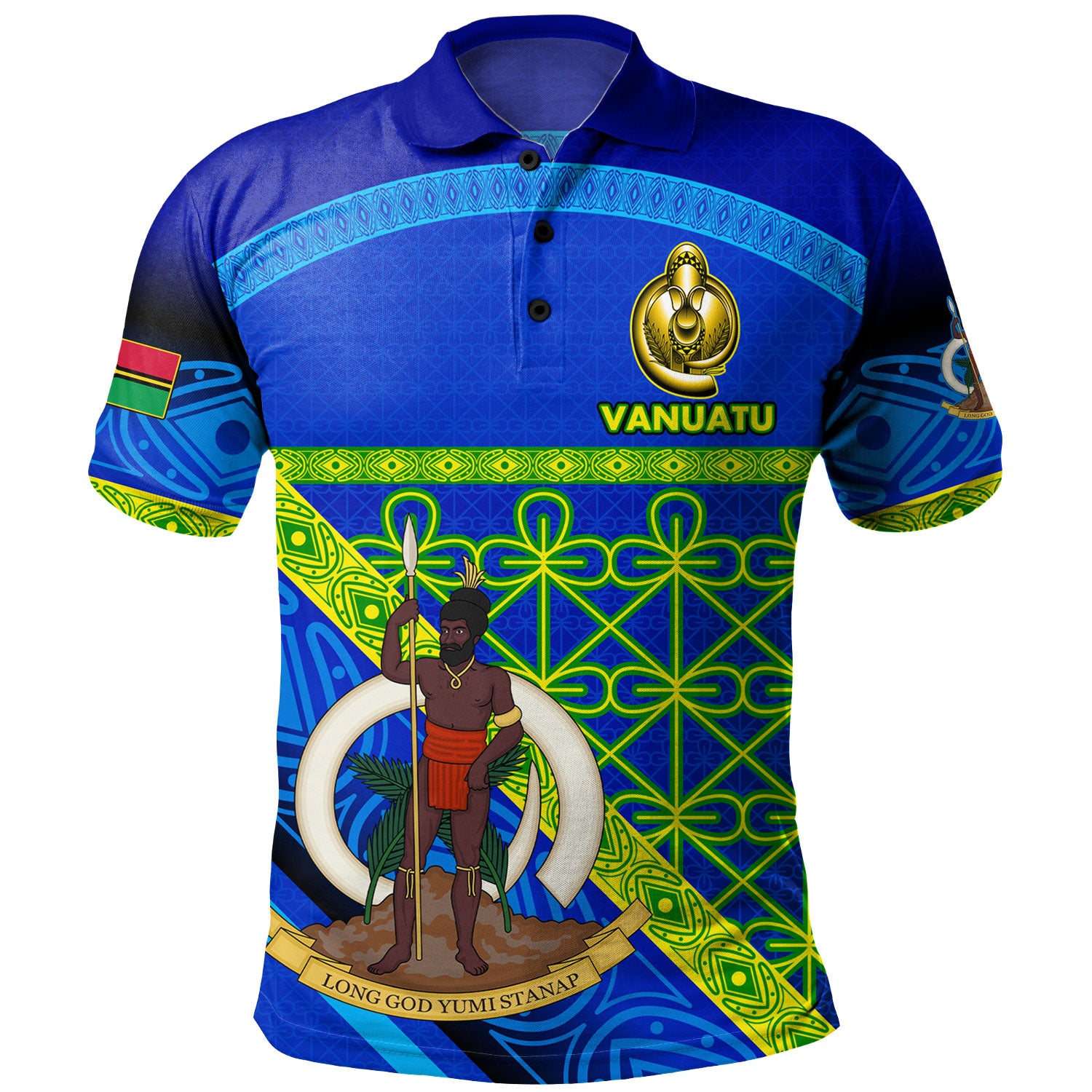 Vanuatu Polo Shirt Coat Of Arms Mutis En Atan Vanuatu Cultural