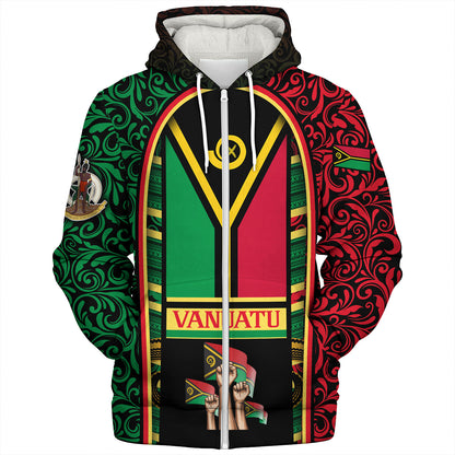 Vanuatu Sherpa Hoodie Happy Independence Day Vanuatu Design