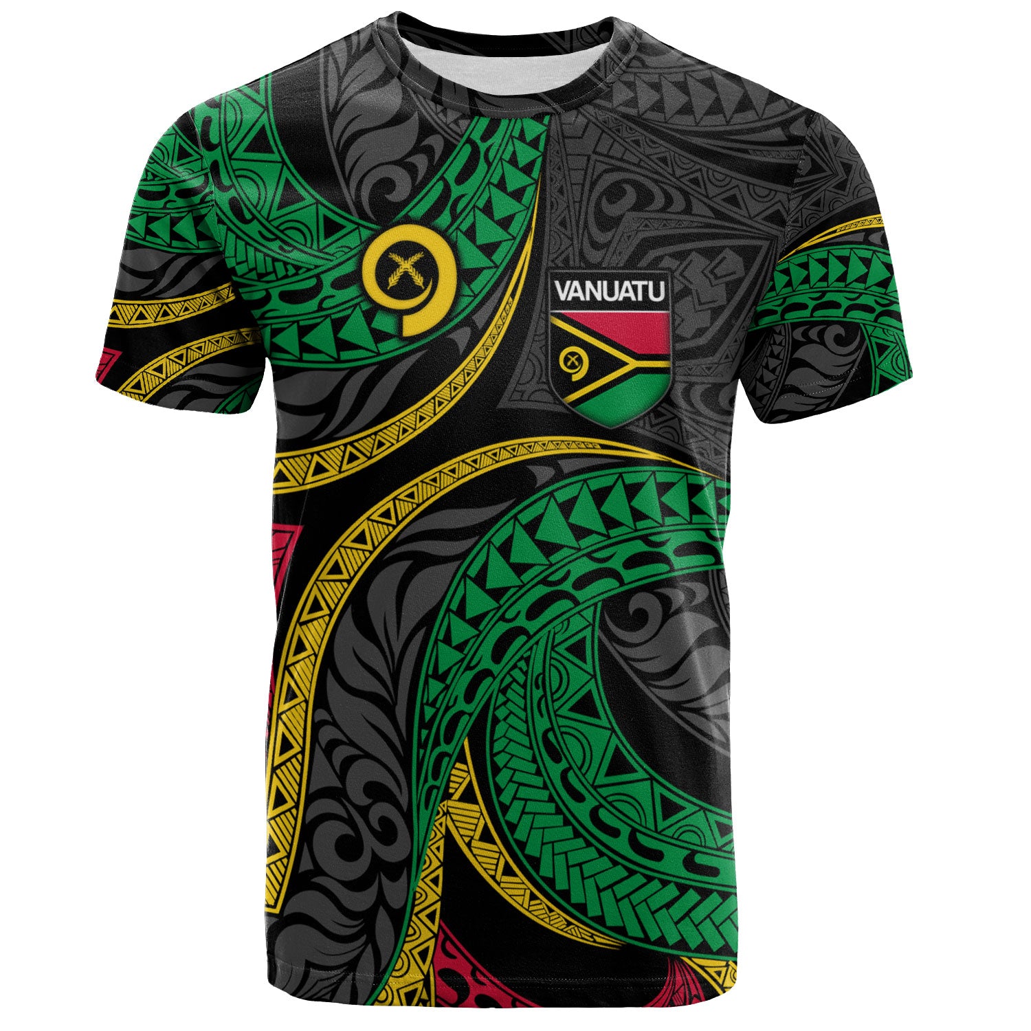 Vanuatu T-Shirt - Custom Proud Vanuatu Tribal Pattern Mix Flag