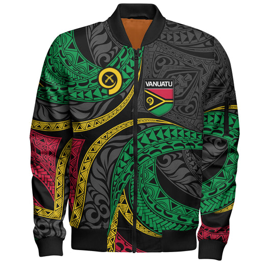 Vanuatu Bomber Jacket - Custom Proud Vanuatu Tribal Pattern Mix Flag