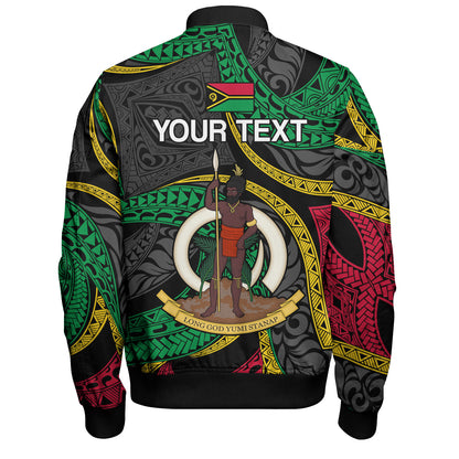 Vanuatu Bomber Jacket - Custom Proud Vanuatu Tribal Pattern Mix Flag