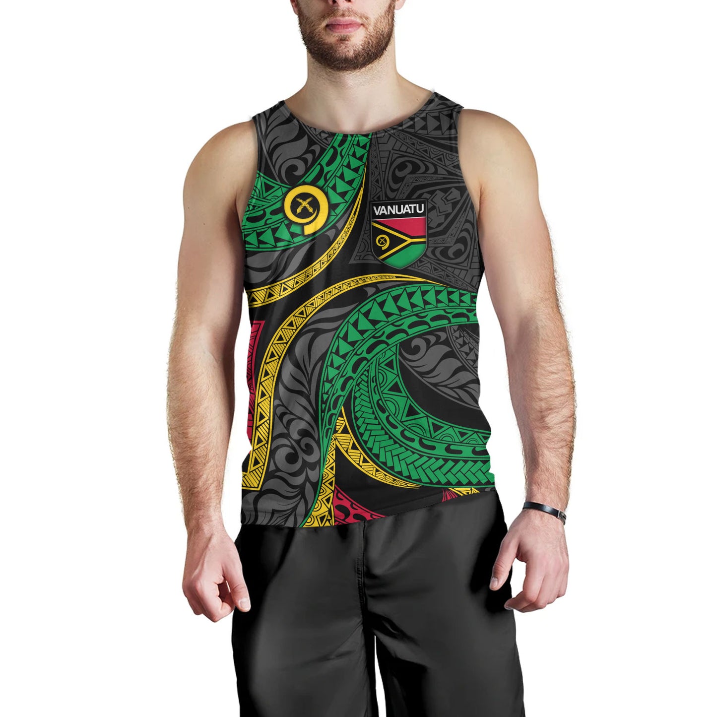 Vanuatu Tank Top - Custom Proud Vanuatu Tribal Pattern Mix Flag