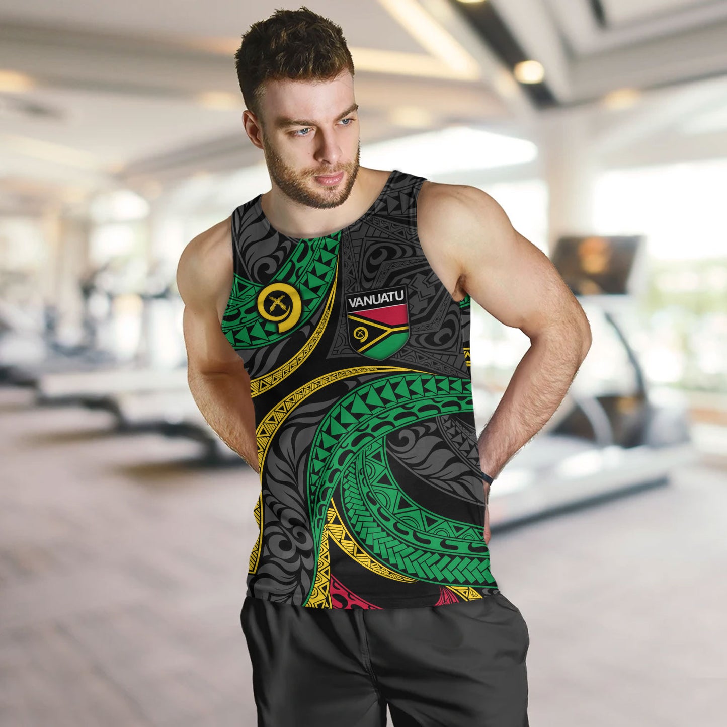 Vanuatu Tank Top - Custom Proud Vanuatu Tribal Pattern Mix Flag