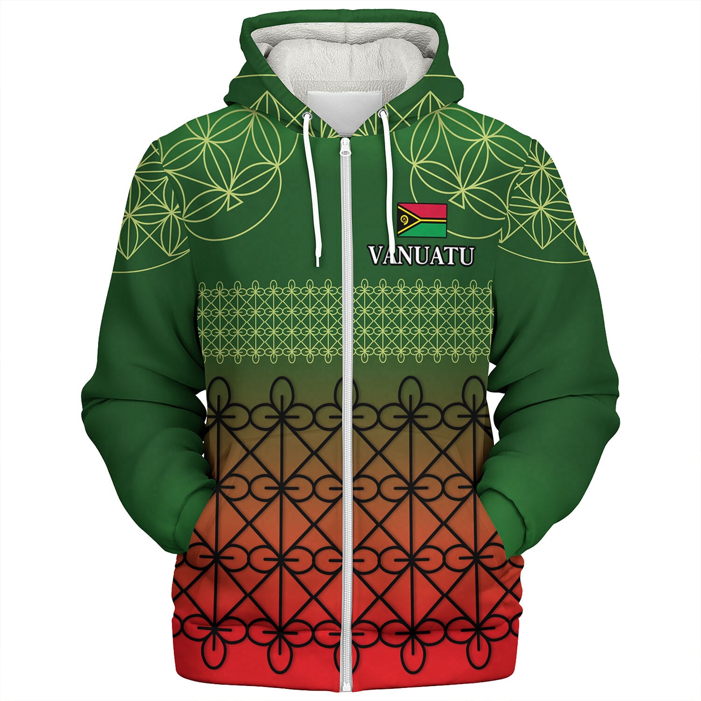 Vanuatu Sherpa Hoodie Custom Seal Flag Color Mutis En Atan Design
