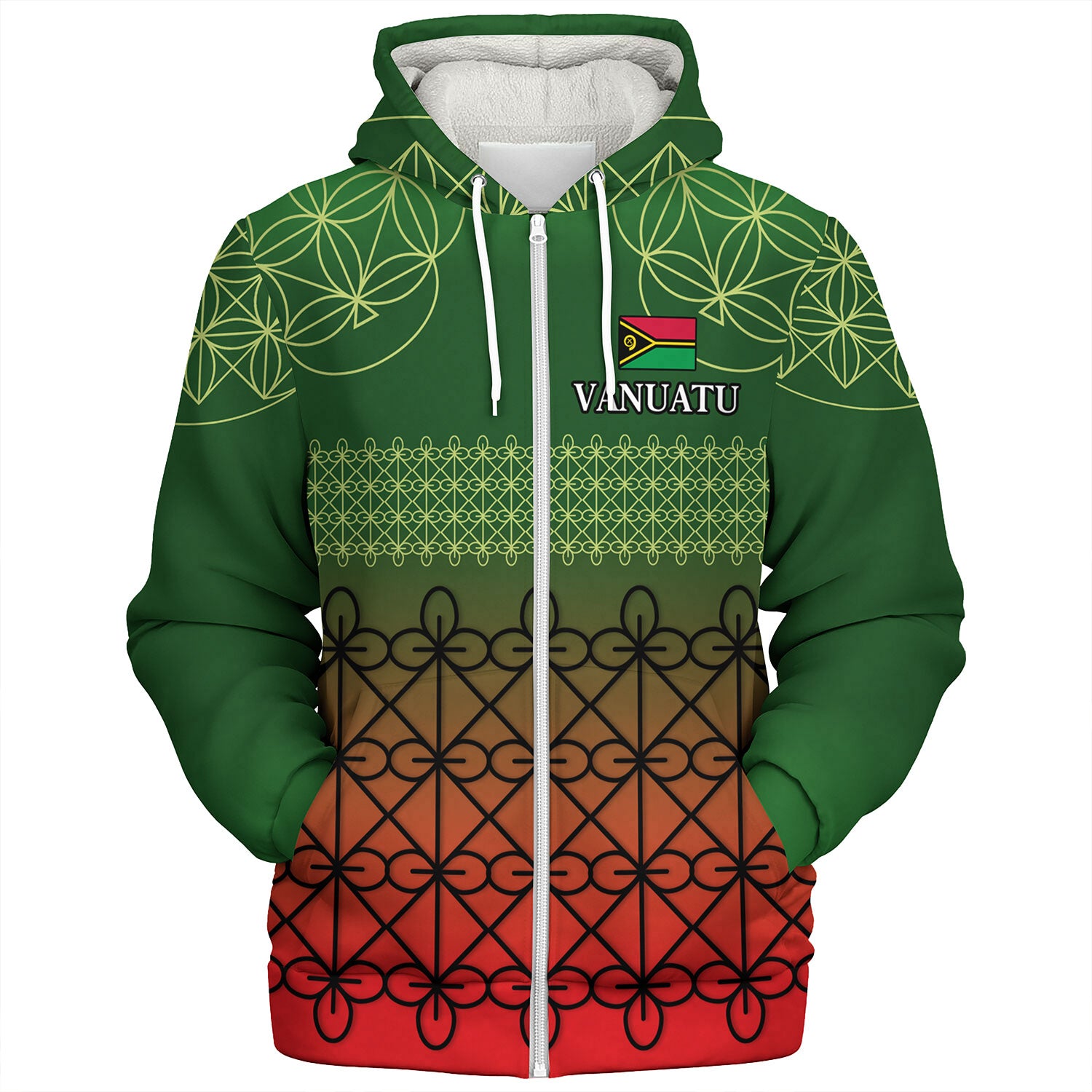 Vanuatu Sherpa Hoodie Custom Seal Flag Color Mutis En Atan Design