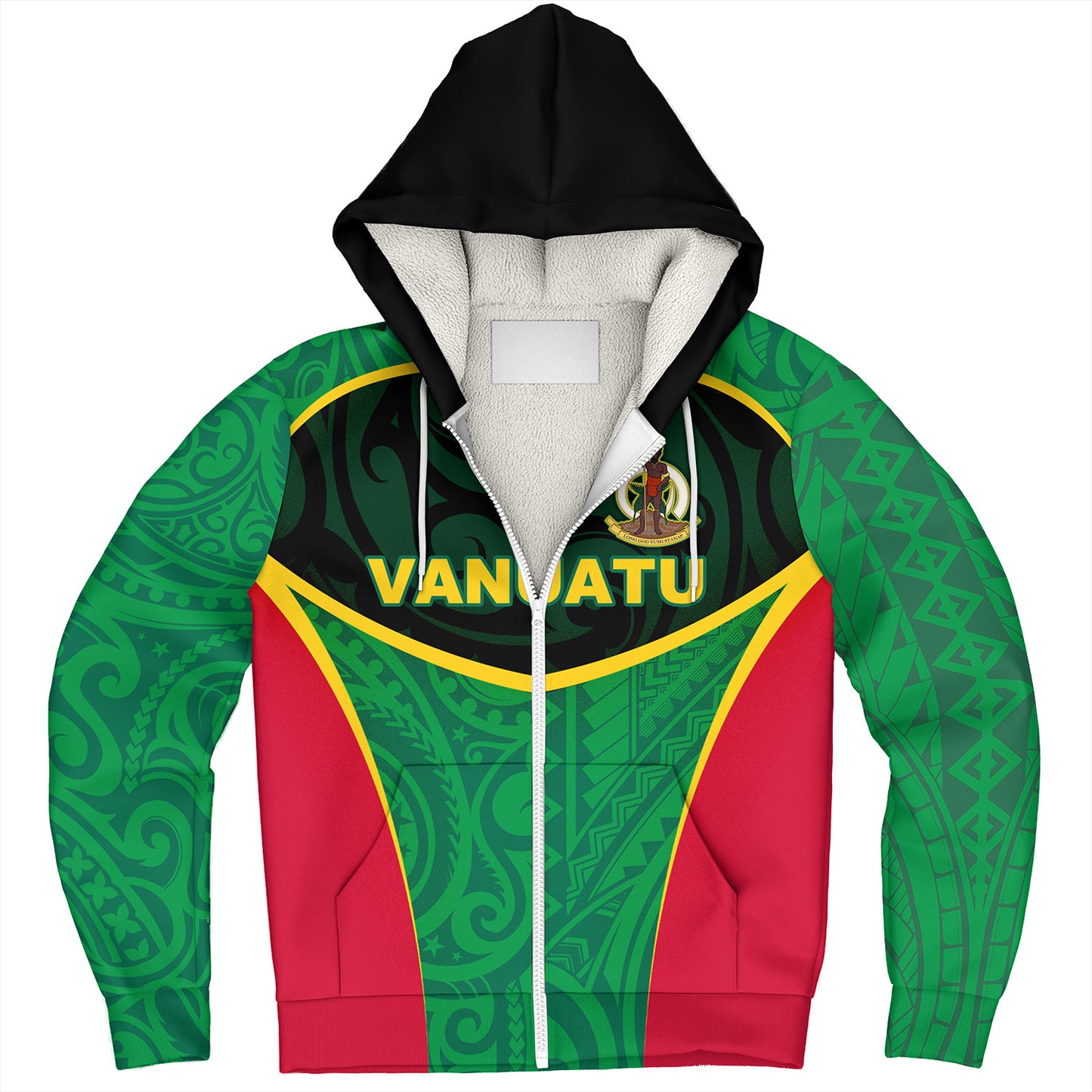 Vanuatu Sherpa Hoodie Seal Tribal Patterns