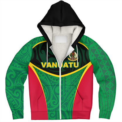 Vanuatu Sherpa Hoodie Seal Tribal Patterns