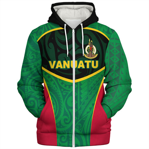 Vanuatu Sherpa Hoodie Seal Tribal Patterns