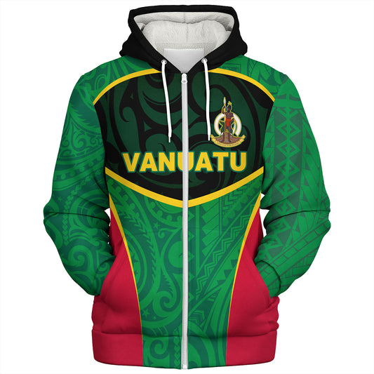 Vanuatu Sherpa Hoodie Seal Tribal Patterns